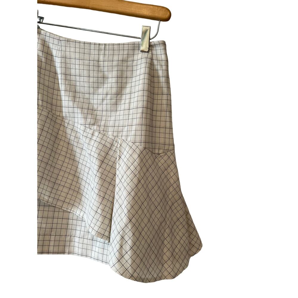 JOIE Window Pane Check Ruffle Mini Skirt 12 - Picture 7 of 9